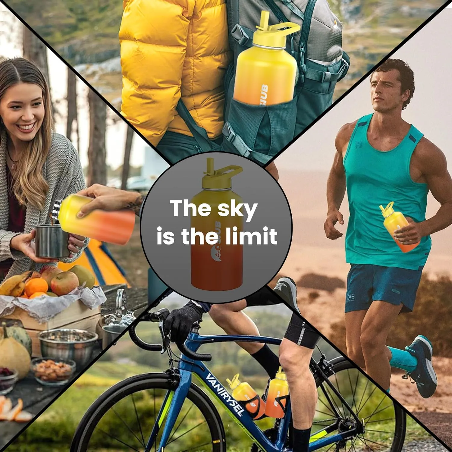 Insulated Water Bottle 40 oz, Triple Wall Vacuum Stainless Steel(Cold for 48 Hrs),Leak Proof & BPA-Free,Simple Modern Water Bottle with Drink-Through Lid & Flip Straw for Sports & Travel, Sunset