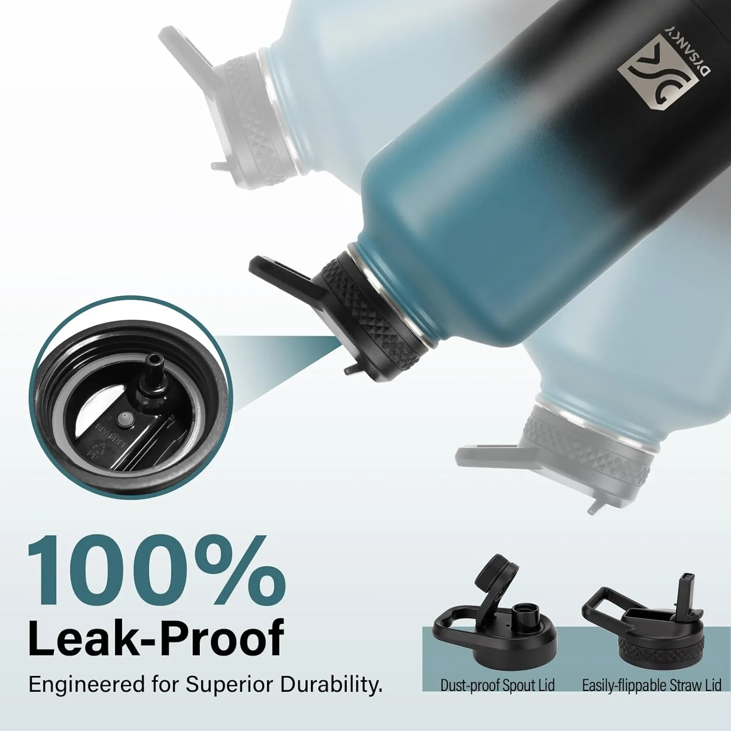 Insulated Water Bottle | Thickened Stainless Steel Vacuum Metal Thermos | Portable Sports Half Gallon Large Water Jug for Gym and Hiking with Straw, Carrier Bag, Handle Strap | BPA-Free 64 oz