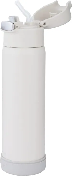 Insulated Water Bottle with Straw, Flip-up Stainless Steel Leakproof BPA-Free 18oz Thermos with Straw for Back to School