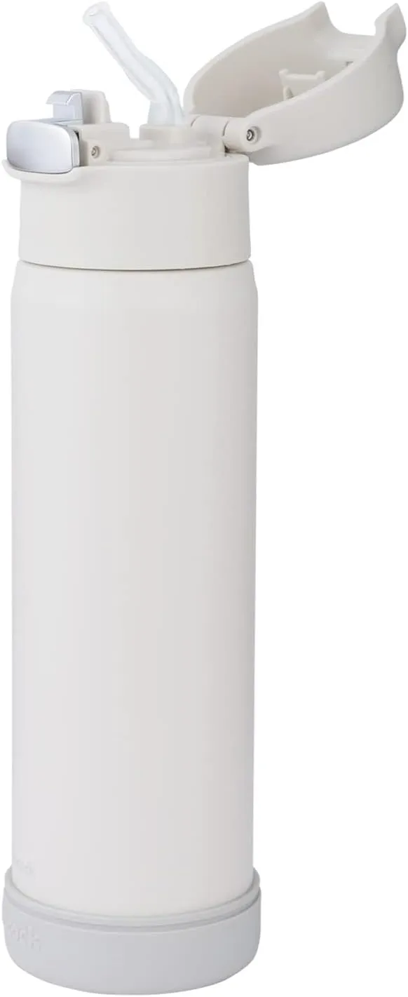 Insulated Water Bottle with Straw, Flip-up Stainless Steel Leakproof BPA-Free 18oz Thermos with Straw for Back to School