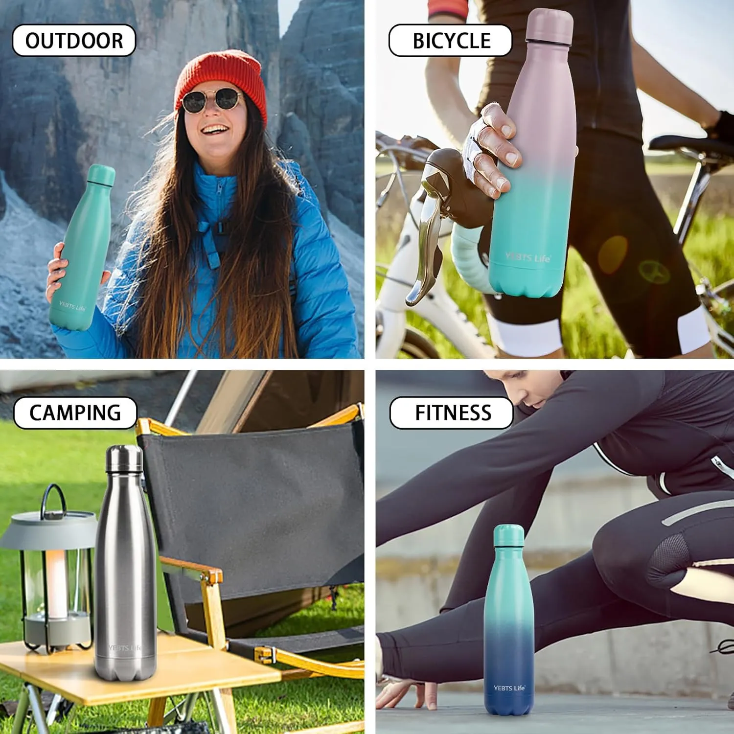 Insulated Water Bottle,2 Pack-17oz Stainless Steel Water Bottles with straw lid,Metal Sports Thermos Water Bottles for Boys,Girls,Double Wall Vacuum BPA-Free Flask for School, Sports(Black-Yellow)