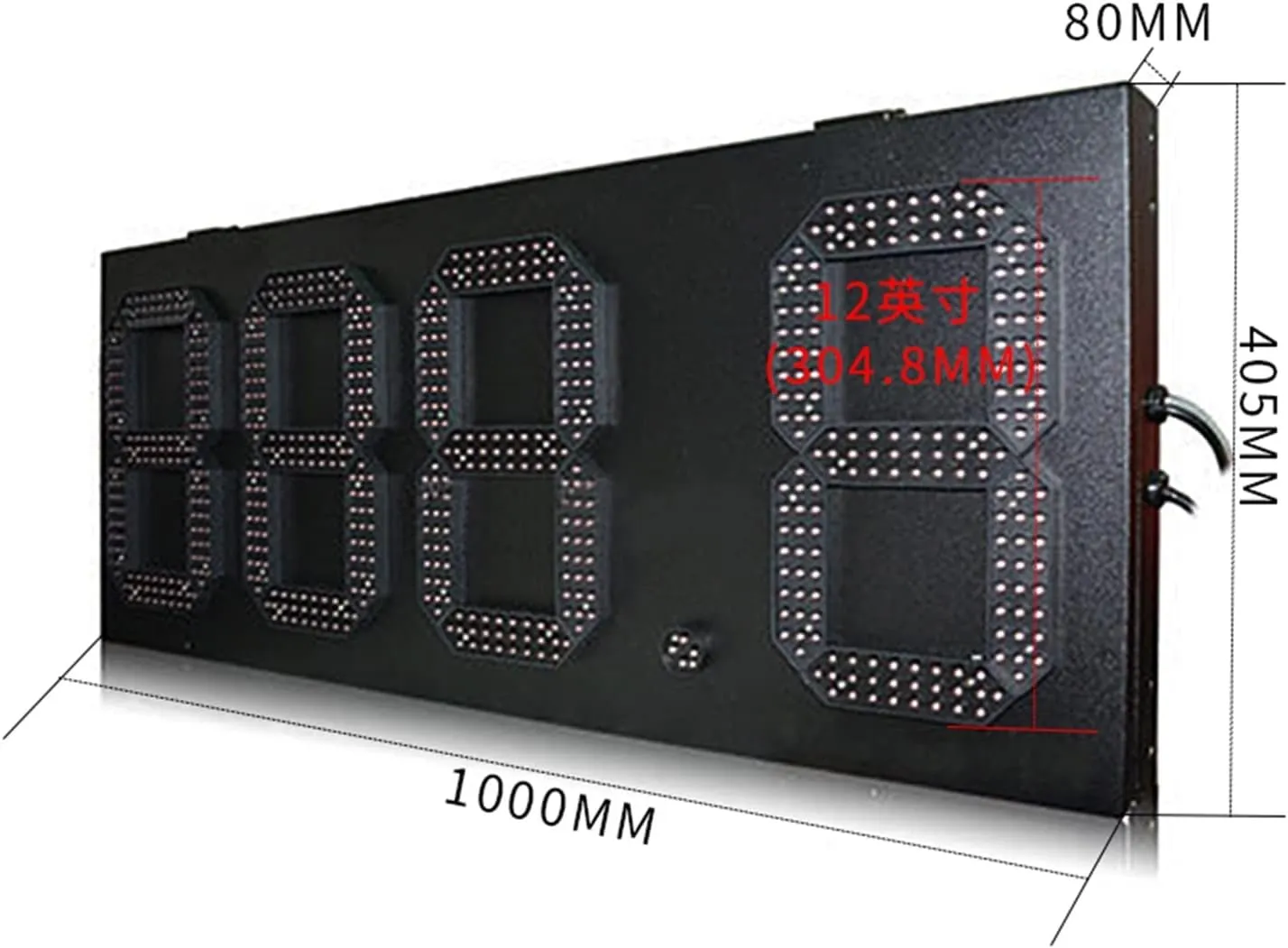 Interval Timer Rainproof Iron Box 12 Inch High Brightness Red 888.8 Format Digital LED Gasoline Price Dis-Play 7-Segment LED Digital Signboard Gym Clock Timer (3 Digit Countdown 1)