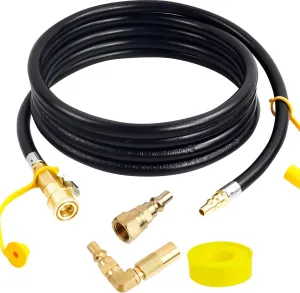 Iococee Upgraded 12FT RV Quick Connect Propane Hose for RV to Grill, Low Pressure Quick Connect Propane Hose with Elbow Adapter for 17" and 22" Blackstone Griddles/Grills