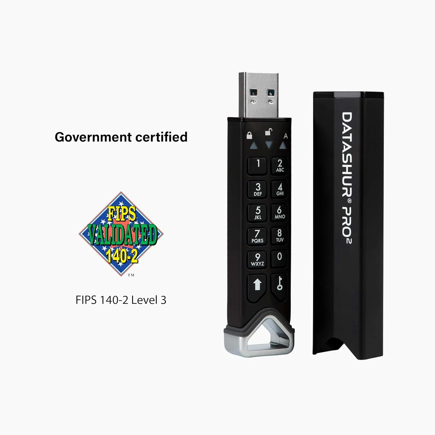iStorage datAshur PRO2 512 GB | Secure Flash Drive | FIPS 140-2 Level 3 Certified | Password protected | Dust/Water-Resistant