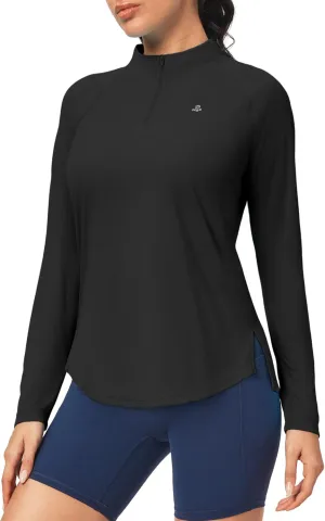 IUGA Rash Guard for Women UPF 50  Golf Shirts for Woman UV Protection Shirts Quarter Zip Workout Shirt
