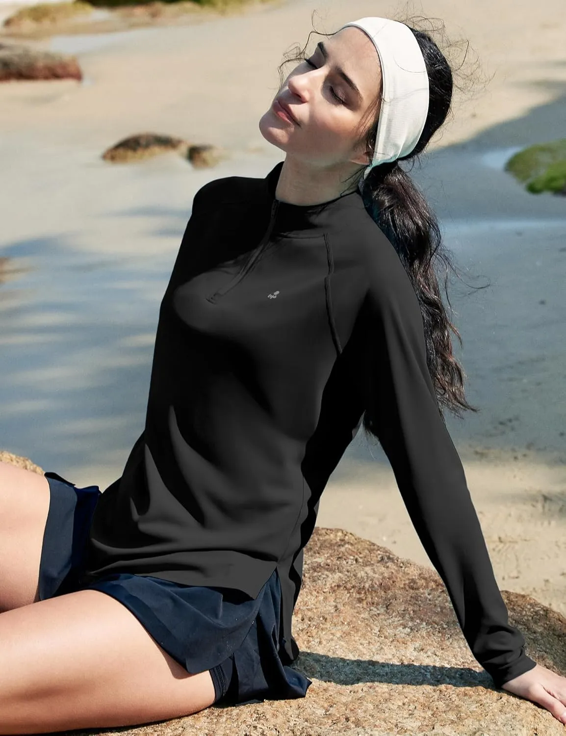 IUGA Rash Guard for Women UPF 50  Golf Shirts for Woman UV Protection Shirts Quarter Zip Workout Shirt