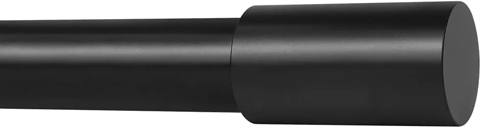 Ivilon Curtain Rods for Windows - Long End Cap Design, 1 inch Diameter, Telescoping Adjustable Curtain Rod, 72 to 144 Inches. Color Black