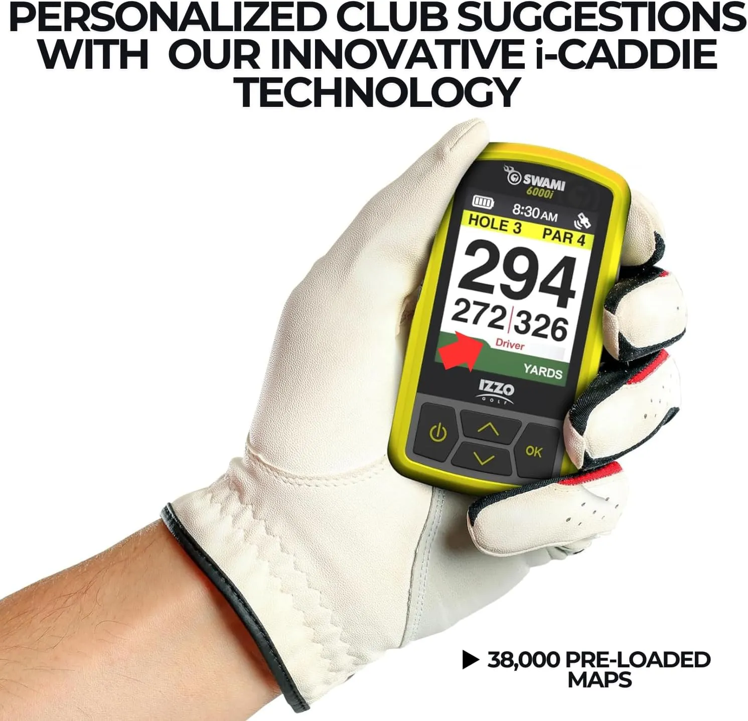 Izzo Swami 6000 Handheld Golf GPS Water-Resistant Color Display With 38,000 Course Maps & Scorekeeper Model may vary