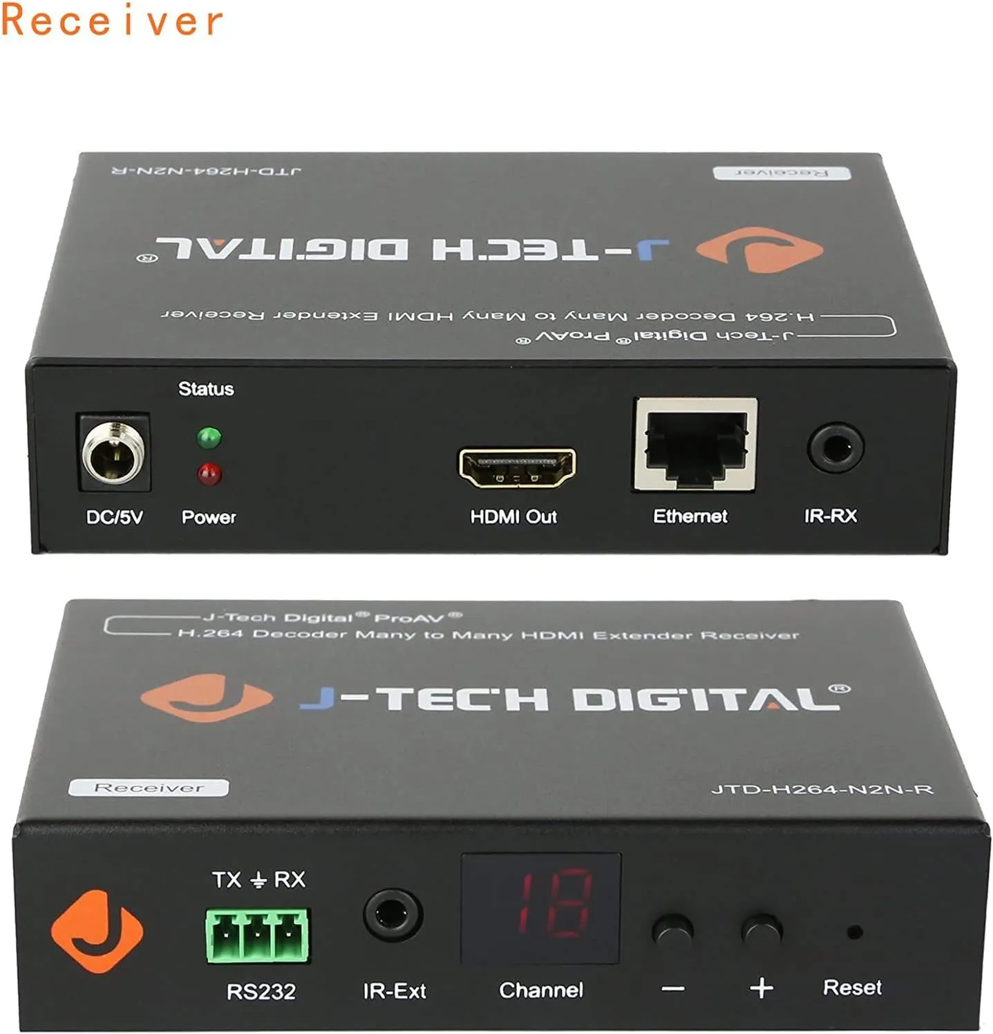 J-Tech Digital H.264 Encoder/Decoder Over Cat HDMI Extender Over IP with RS232, IR Routing Crestron Driver is available for free (Receiver)