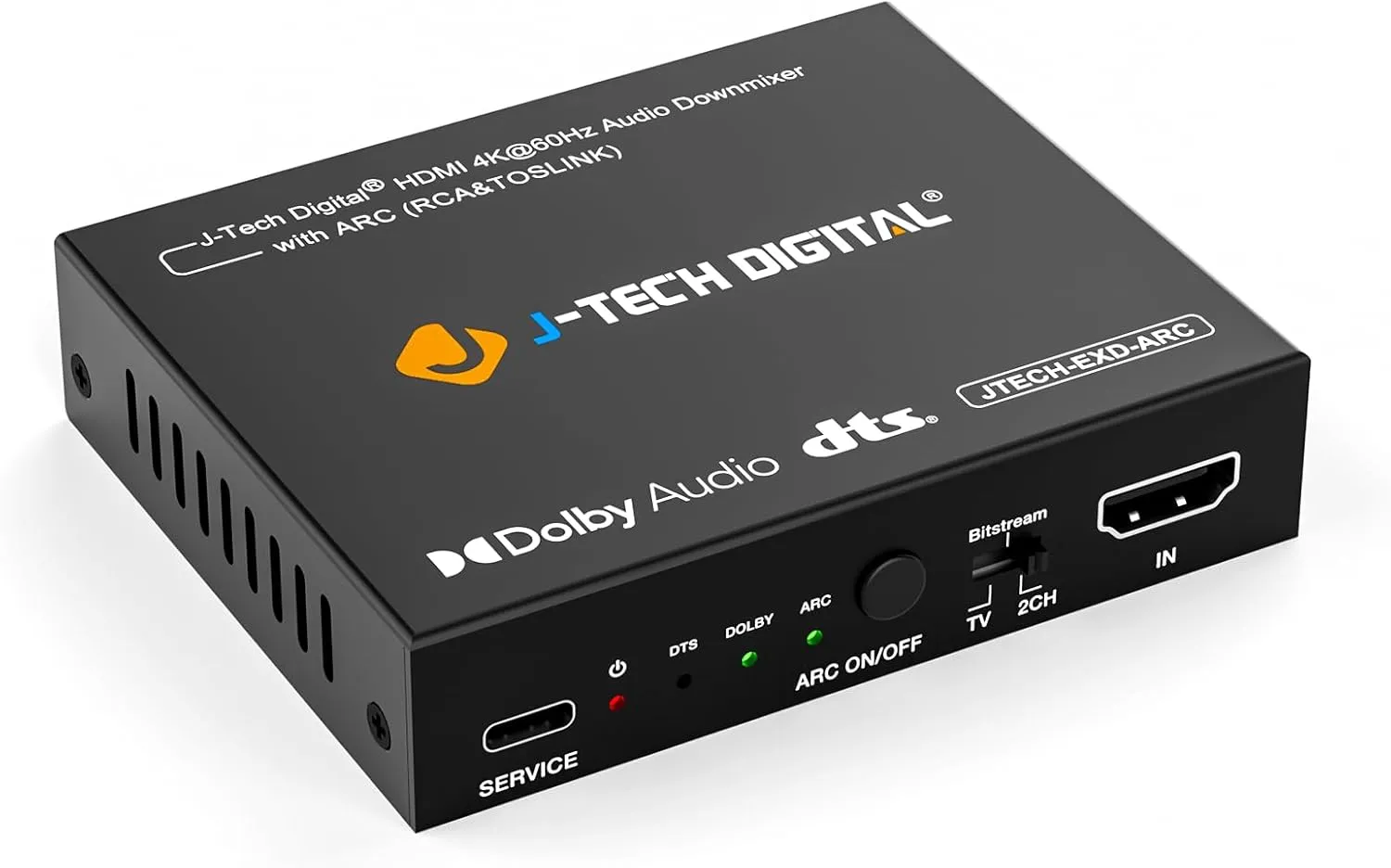 J-Tech Digital HDMI Audio Extractor 4K 60Hz with ARC & Audio Downmix, HDMI to Optical & RCA Converter, HDCP 2.2 DTS Digital 5.1 PCM (JTECH-EXD-ARC)