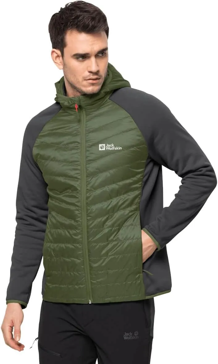 Jack Wolfskin Mens Routeberg Pro Hybrid Hooded Jacket - Greenwood - S