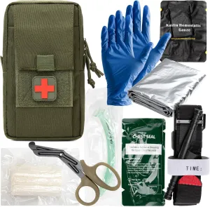 J.CARP Field First Aid Kit (IFAK) Compact Personal First Aid Kit, Molle Tactical Emergency Survival EMT Medical Kit for Outdoors, Camping, Mountaineering and Traveling