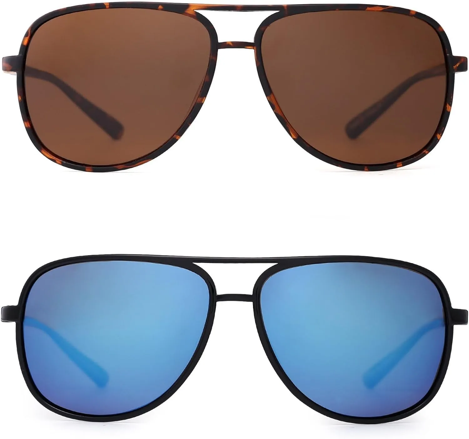 JM Retro Polarized Aviator Sunglasses for Men Women Tangle Free Oversized Plastic Sunglasses UV400 Protection