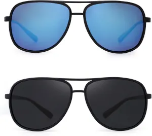 JM Retro Polarized Aviator Sunglasses for Men Women Tangle Free Oversized Plastic Sunglasses UV400 Protection