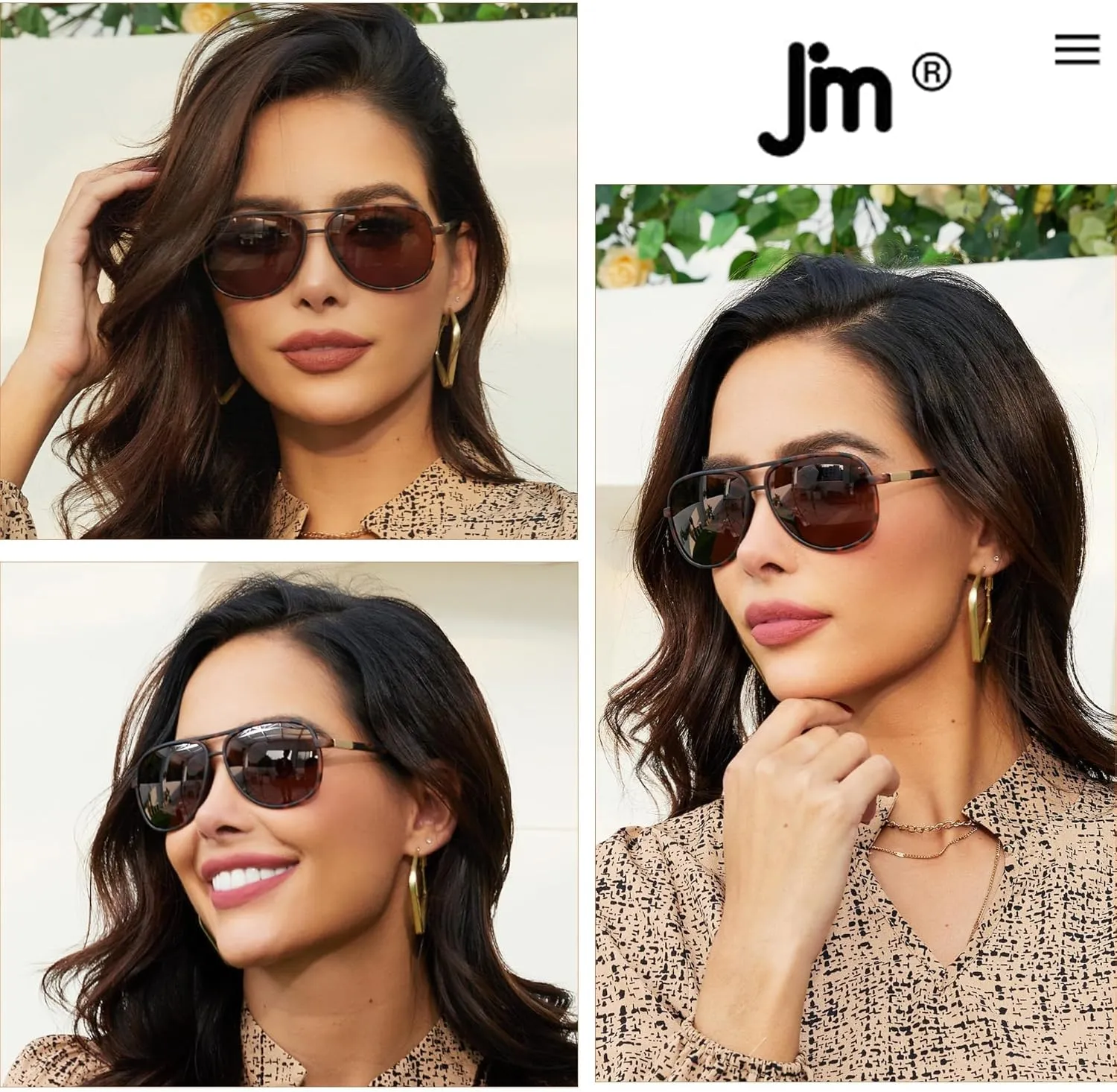 JM Retro Polarized Aviator Sunglasses for Men Women Tangle Free Oversized Plastic Sunglasses UV400 Protection