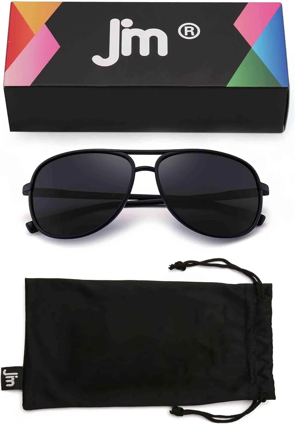 JM Retro Polarized Aviator Sunglasses for Men Women Tangle Free Oversized Plastic Sunglasses UV400 Protection