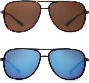JM Retro Polarized Aviator Sunglasses for Men Women Tangle Free Oversized Plastic Sunglasses UV400 Protection
