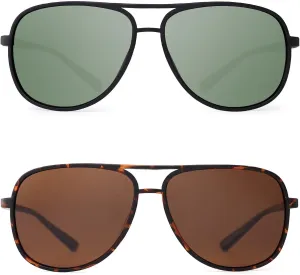 JM Retro Polarized Aviator Sunglasses for Men Women Tangle Free Oversized Plastic Sunglasses UV400 Protection