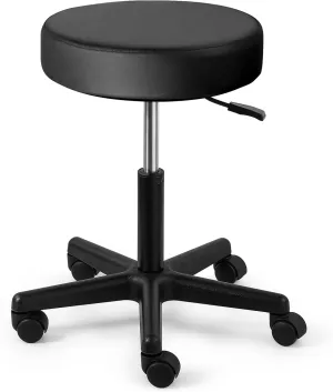 JMU Rolling Stool with Wheels, PVC Leather Large Seat Stool, 400lbs Weight Capacity, Heavy Duty Adjustable Height for Medical Tattoo Office Lab Dentists Healthcare (Black)