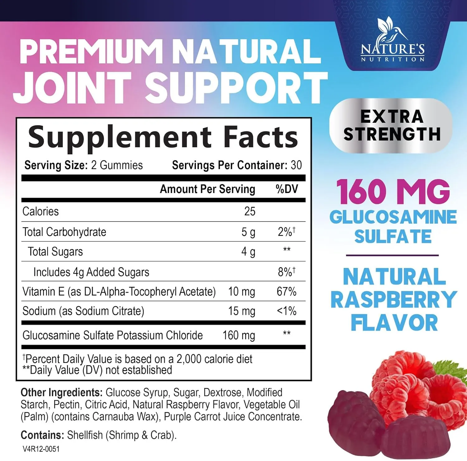 Joint Support Gummies Glucosamine Plus Vitamin E - Nature's Joint Support Supplement for Occasional Discomfort for Back, Knees & Hands - Cartilage & Joint Health & Flexibility Support - 60 Gummies