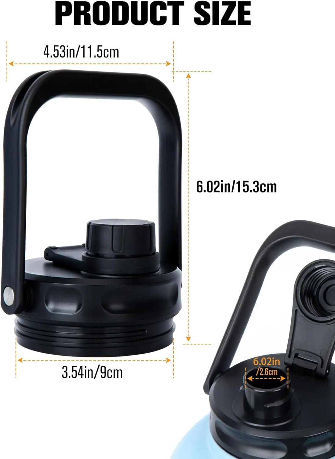 Jug Lid for RTIC One Gallon and Half Gallon Jugs - Improved Replacement Lid, BPA Free, Leak-Proof, Wider Rubber Grip Thicker Steel and Better Gasket
