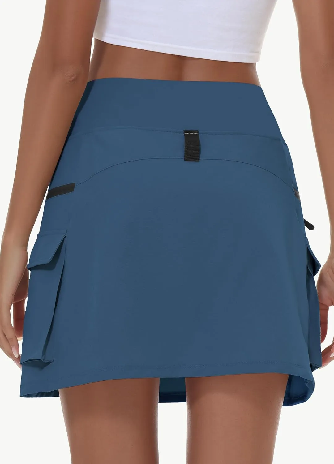 JWM Women's Hiking Cargo Skort Skirt High Waisted Golf Workout with Zipper Pockets Tummy Control Quick Dry Water Resistant