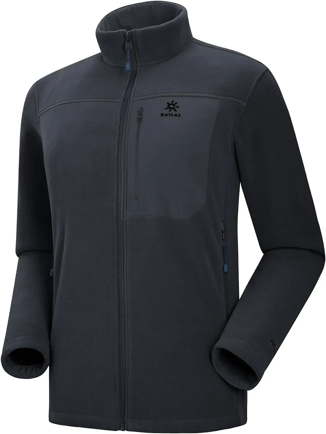 KAILAS Men's Fleece Hooded Full Zip Jacket Lightweight Winter Jacket Polar Warm Coat Pockets Outdoor Jacket