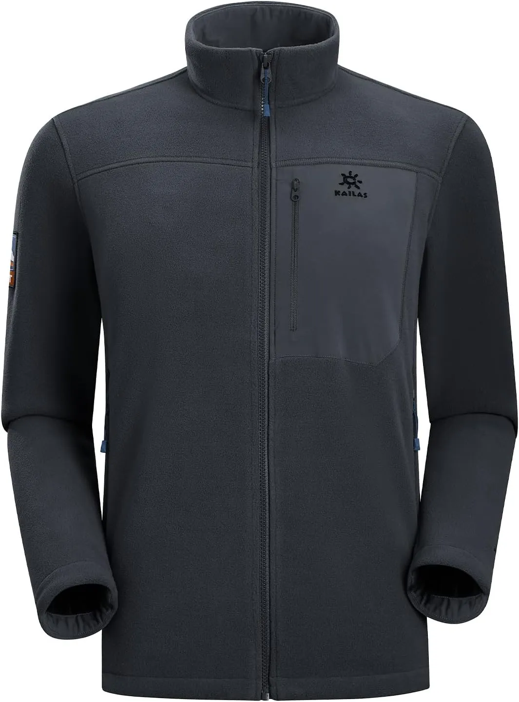 KAILAS Men's Fleece Hooded Full Zip Jacket Lightweight Winter Jacket Polar Warm Coat Pockets Outdoor Jacket