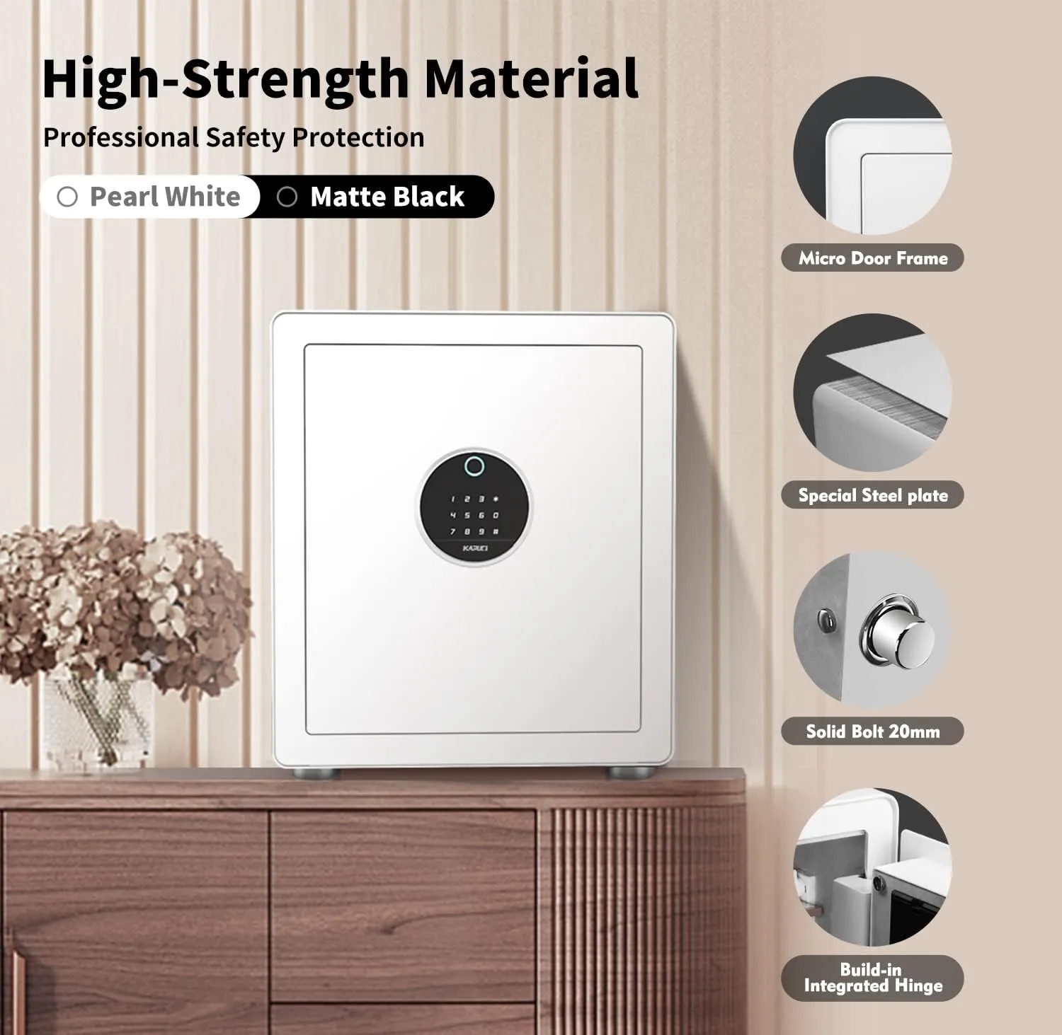 KAPUCI Modern Minimalism Design Biometric Fingerprint Touch Screen Safe, 2.25 Cubic Feet Auto-Open Safe Box with Digital Virtual Password,Safety Steel Home Safes for Wardrobe,Office(New Version)