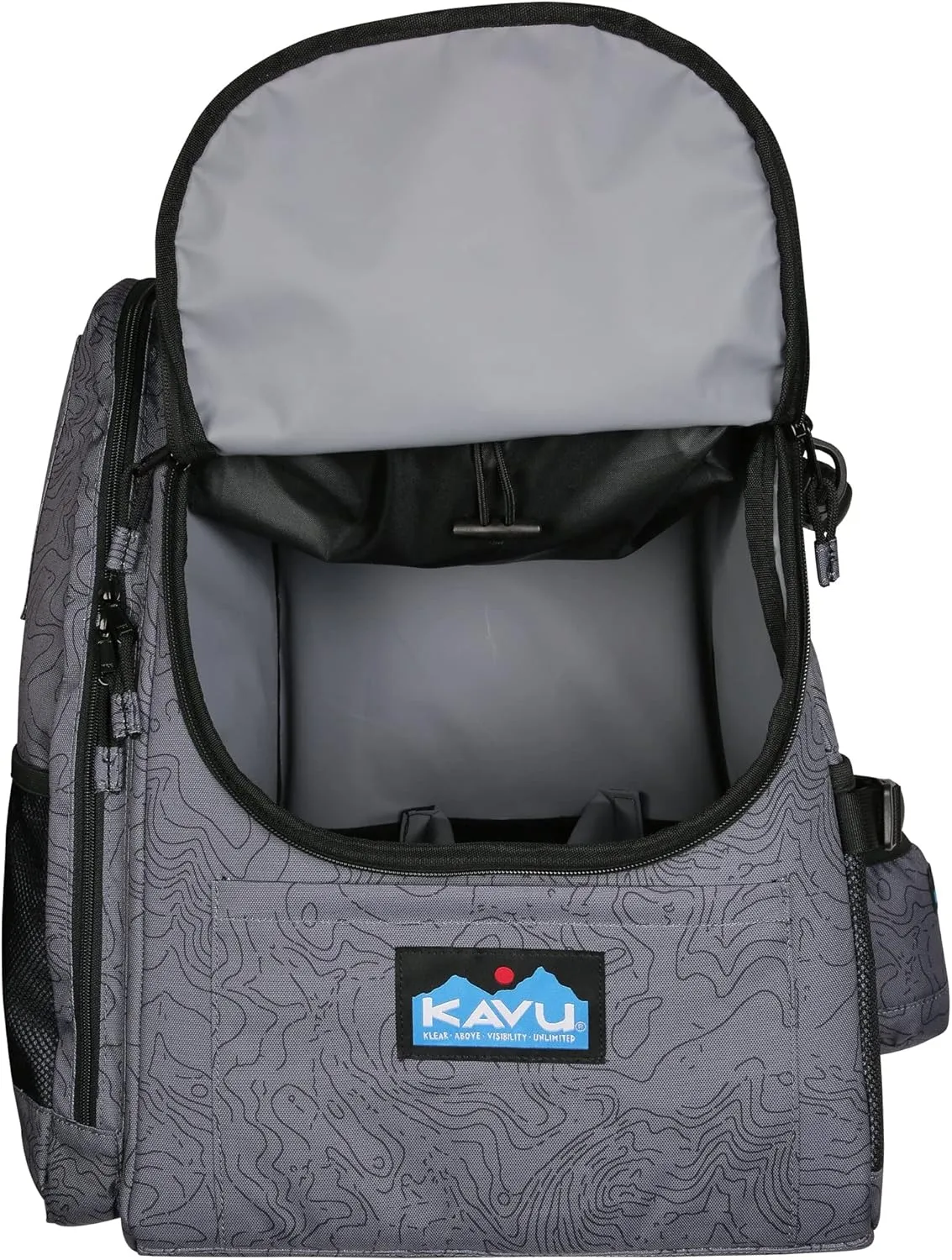 KAVU Pacific Rimshot Deluxe Disc Golf Backpack Includes Drink Cozy-Stone Topo