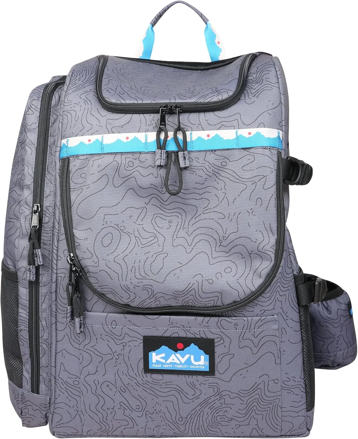 KAVU Pacific Rimshot Deluxe Disc Golf Backpack Includes Drink Cozy-Stone Topo