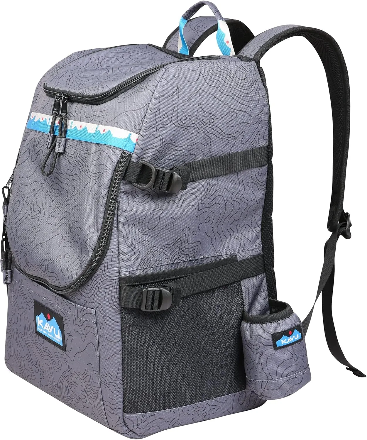 KAVU Pacific Rimshot Deluxe Disc Golf Backpack Includes Drink Cozy-Stone Topo