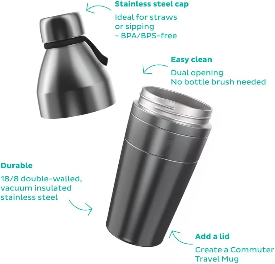 KeepCup Thermal Stainless Steel Water Bottle | Vacuum Insulated Travel Coffee Thermos Cup with Spill Proof Lid | Large | 22 oz / 660ml | Calenture