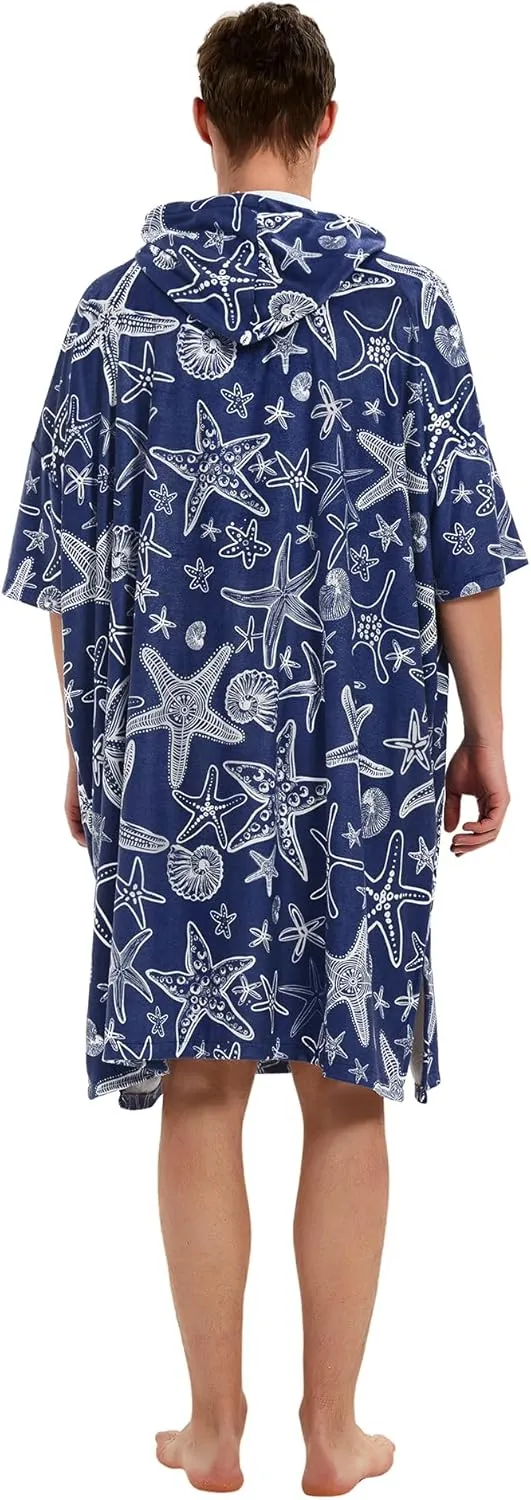 KFUBUO Surf Poncho Mens Towel Robe with Hood Changing Towel Poncho Adult Terry Cloth Swim Towels Quick Dry for Swimmers