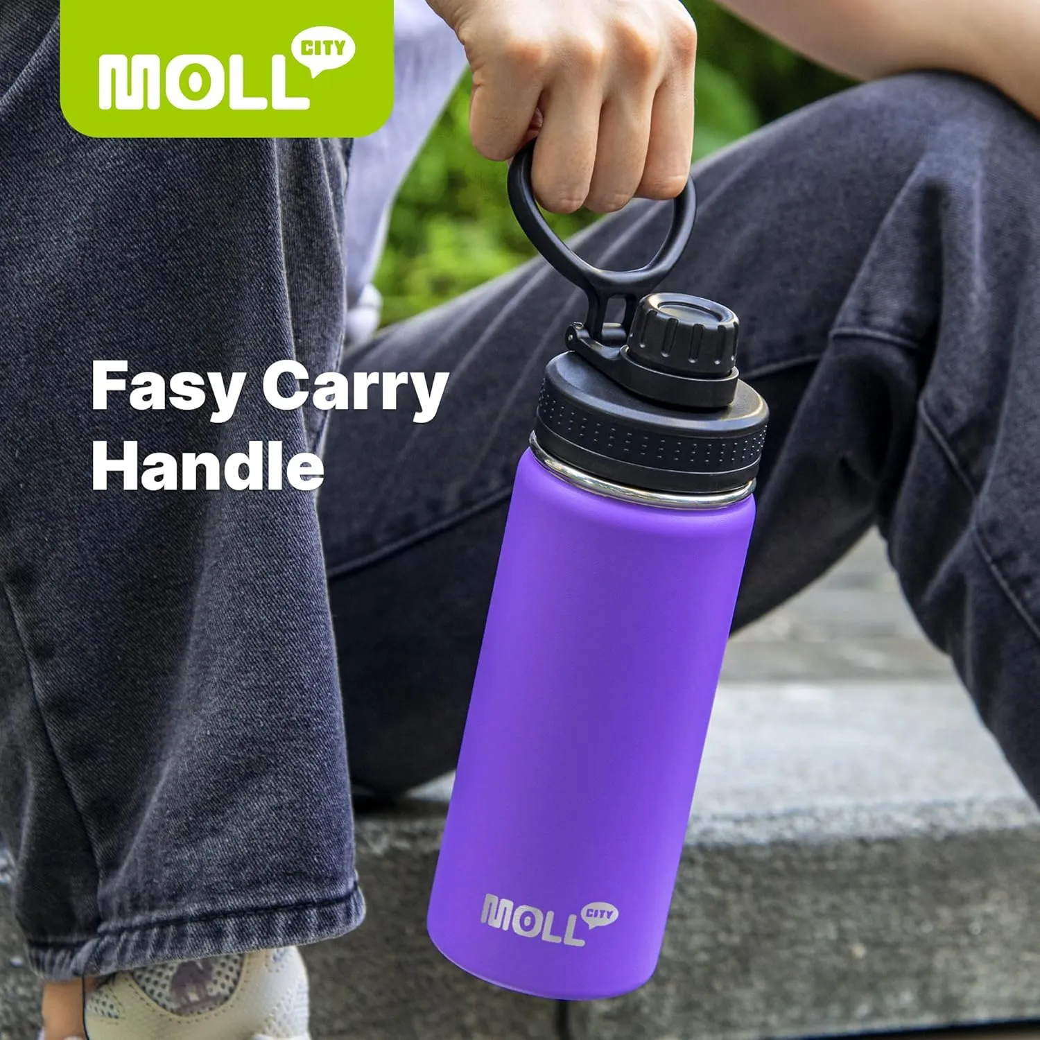 Kids Water Bottle for School 16 oz Stainless Steel Double Wall Vacuum Insulated Sports Water Bottle Leak Proof-Reusable Metal Flask with Silicone Boot for Travel, BPA-Free(Grass Green)