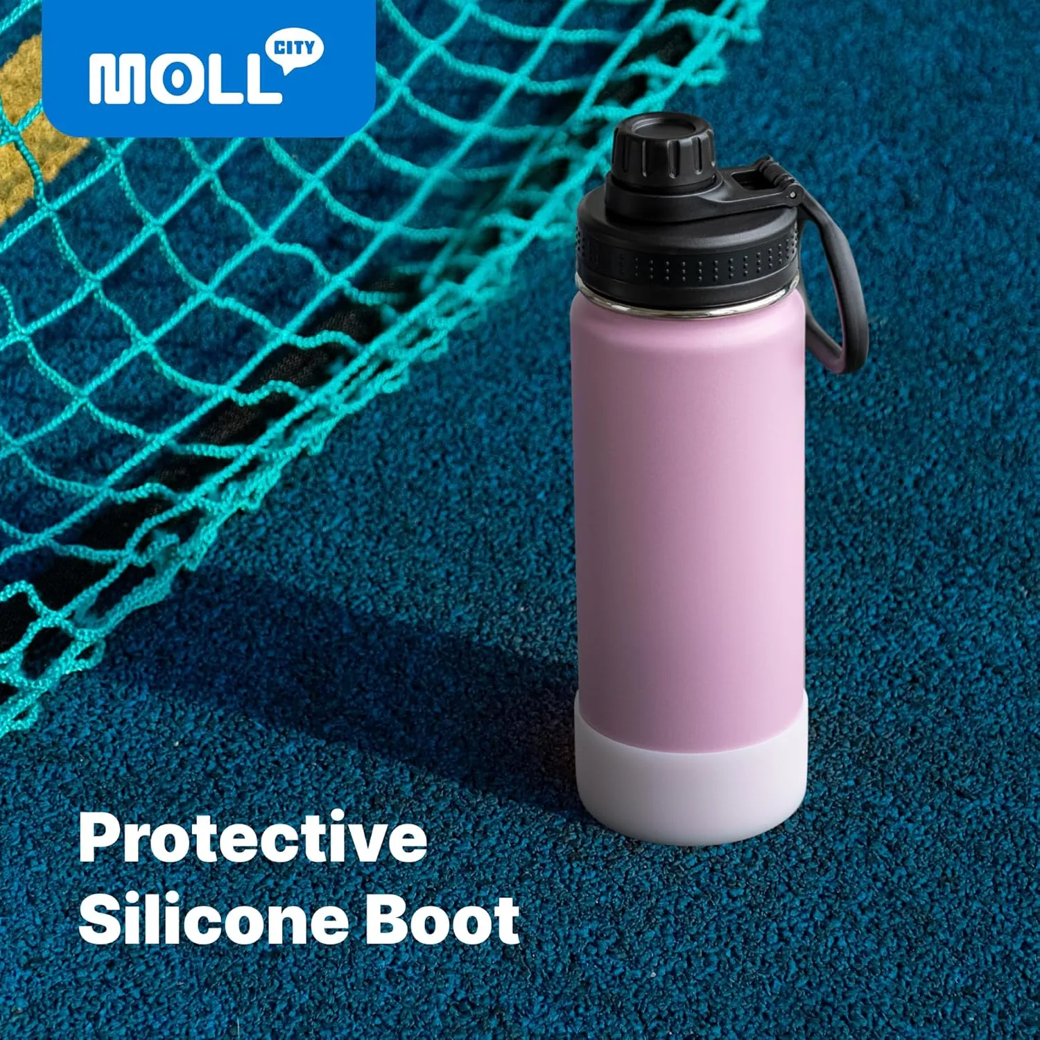 Kids Water Bottle for School 16 oz Stainless Steel Double Wall Vacuum Insulated Sports Water Bottle Leak Proof-Reusable Metal Flask with Silicone Boot for Travel, BPA-Free(Grass Green)