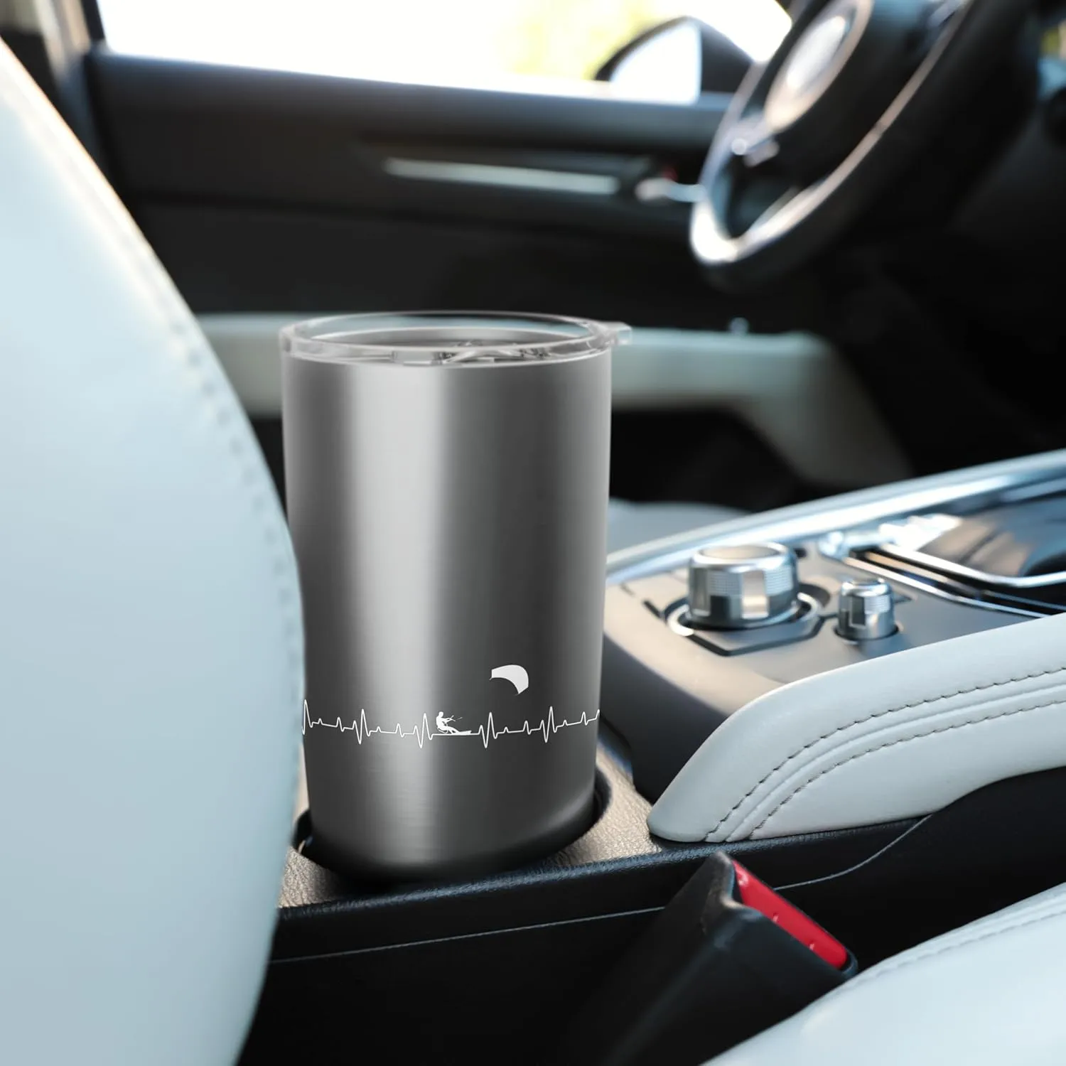 Kitesurfing Heartbeat - Kiteboarding Windsurfing Kitesurfer Stainless Steel Insulated Tumbler