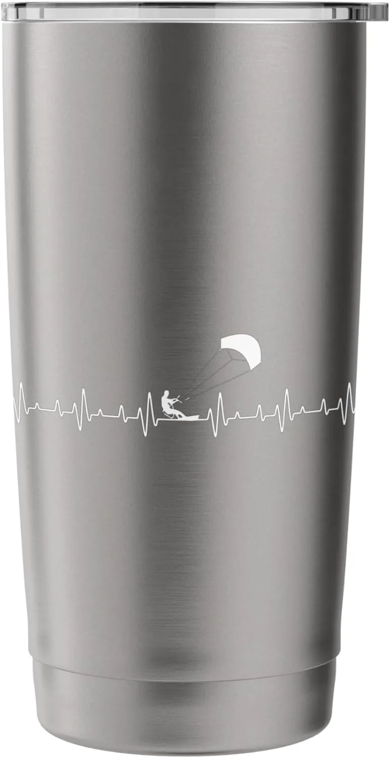Kitesurfing Heartbeat - Kiteboarding Windsurfing Kitesurfer Stainless Steel Insulated Tumbler