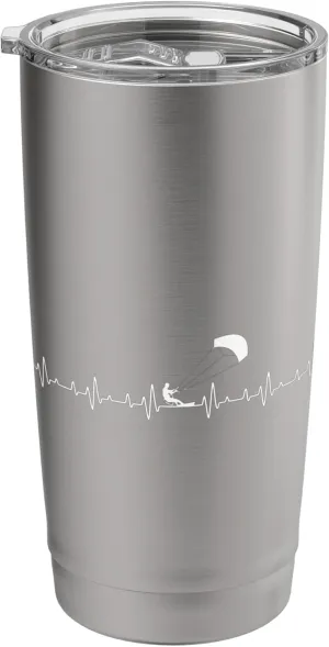Kitesurfing Heartbeat - Kiteboarding Windsurfing Kitesurfer Stainless Steel Insulated Tumbler