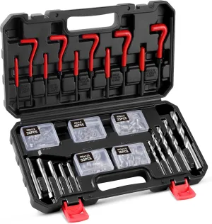 Kolvoii Helicoil Thread Repair Kit 156-Piece Metric Heli Coil Repair Kit with HSS Drill Bits Inserts Taps Break Off Tools, Universal Threaded Restorer Restoring Rethread