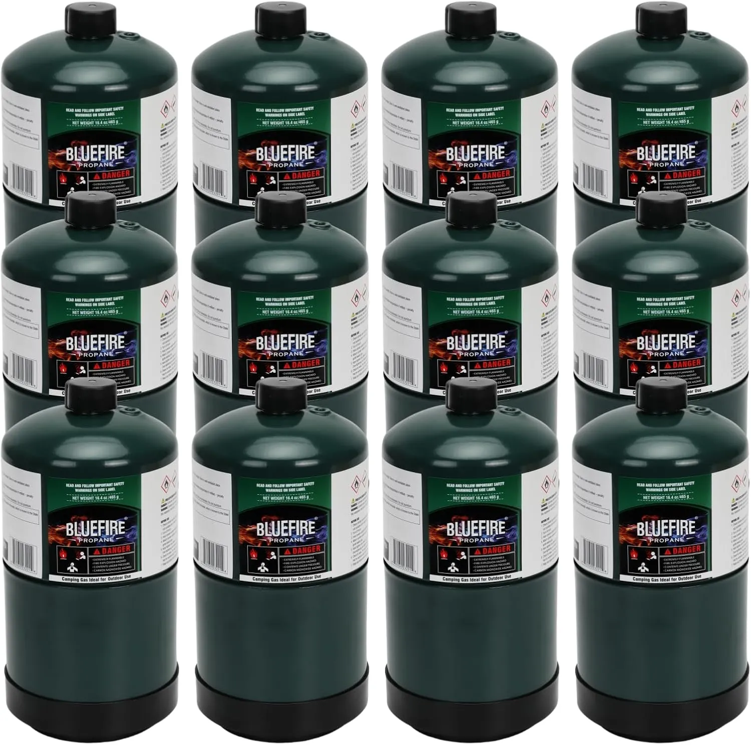 KOMAN BLUEFIRE 1lb Propane Tank Camping Propane Tank Portable Canister Propane Gas Tank Small Propane Tanks for Camping Stove Outdoor Backpack Mini Burner Heater Cooking Torch Lamp(12 Pack)