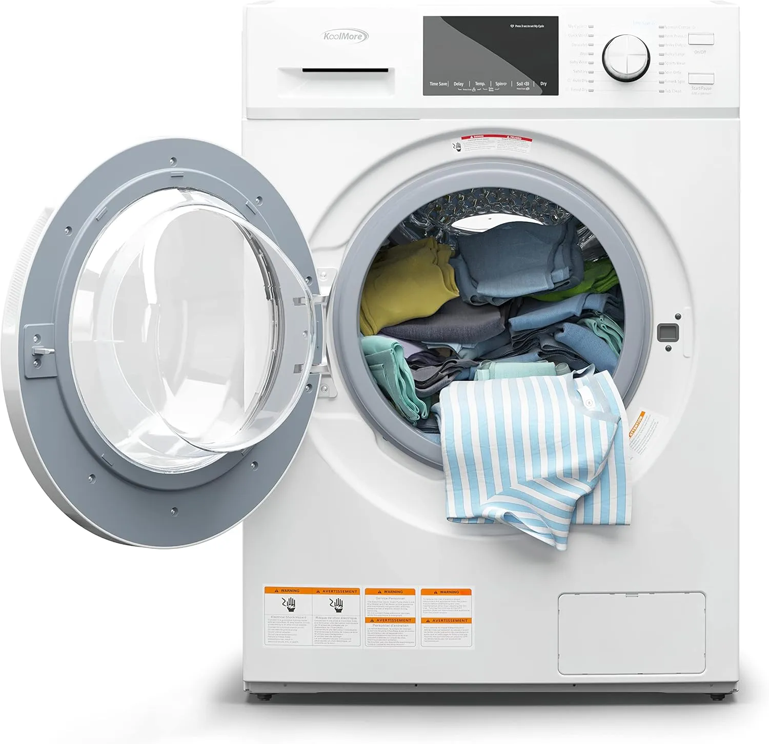 KoolMore 2-in-1 Front Load Washer and Dryer Combo for Apartment, Dorm, RV, and Small Home Laundry Washing and Drying, 16 Wash and 4 Dry Cycles, Compact Space Saver (White) [FLC-3CWH]