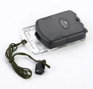 KouRy Luminous Flip Compass with Mirror LED Light Waterproof for Hiking Mountaineering Navigation Orienteering Outdoor Survival Kit Durable