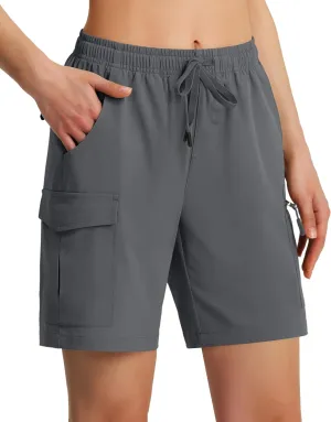 Ksmien Women's 7" Hiking Cargo Shorts Lightweight Quick Dry Ladies Summer Shorts with Zipper Pockets for Travel Golf