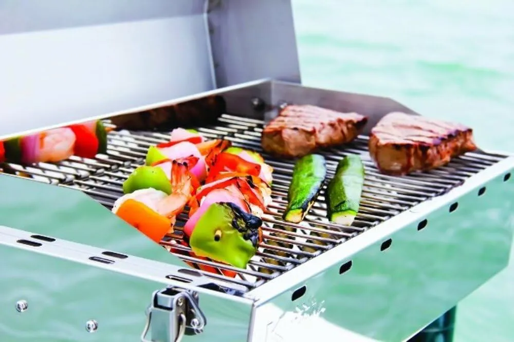 Kuuma Stow and Go Propane Tabletop and Mountable Grill - Stainless Steel Gas Grill with Foldable Legs | Great for Camping, Boating, Picnics, Barbeques & More |13,000 BTUs - (58130)