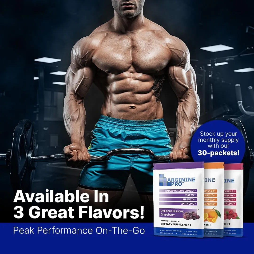 L-Arginine PRO | 5,500mg L-Arginine Plus L-Citrulline 1,100mg Grape Powder Drink Mix Supplement for Increased Nitric Oxide Production