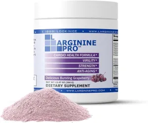 L-Arginine PRO | 5,500mg L-Arginine Plus L-Citrulline 1,100mg Grape Powder Drink Mix Supplement for Increased Nitric Oxide Production