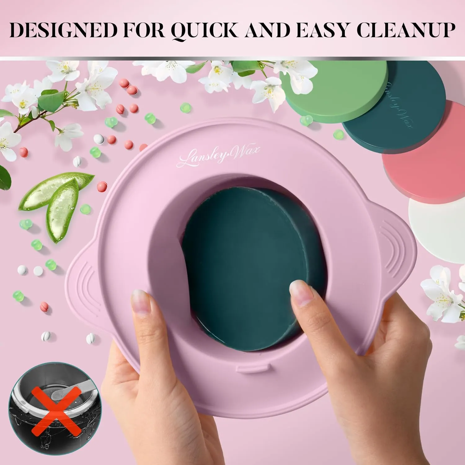 LANSLEYWAX Waxing Kit for Women Men-Pink Wax Machine with 39 Accessories-Hard Wax Kit for Face Eyebrow Lip Brazilian Bikini Sensitive Skin, Digital Waxing Warmer Hair Removal for Home/Salon Use