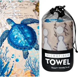 Large Beach Towel - Sea Turtle Beach Towel with Carry Bag, 30'' x 60'' Microfiber Absorbent Sand-Free Quick Dry Bath Towels Blanket for Sport Summer Outdoor Swim Camping Travel