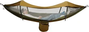 Large Camping Hammock with Sunshade Cloth, 9.5 * 4.5ft Lightweight Portable Sleeping Hammock Bug, 440.9lbs Swing Bed for Outdoor Backpacking Backyard Hiking (Green)